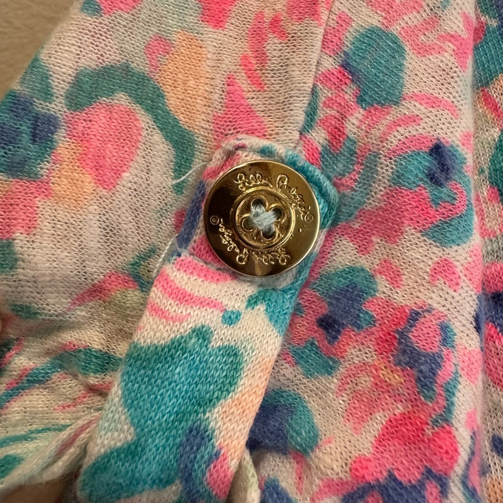 Lilly Pulitzer Linen Shirt Serene Blue Fish - Picture 3 of 8